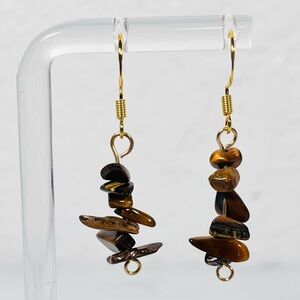 Tiger's Eye Chip Stone Drop Earrings